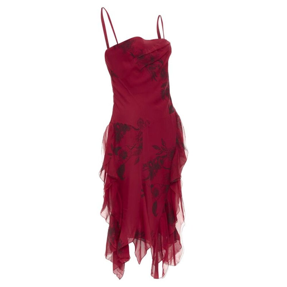 CHRISTIAN DIOR 2006 John Galliano Vintage Runway red silk floral dress FR40 M - Picture 1 of 8